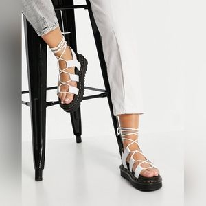 Dr. Martens Nartilla White Lace Up Gladiator Sandals